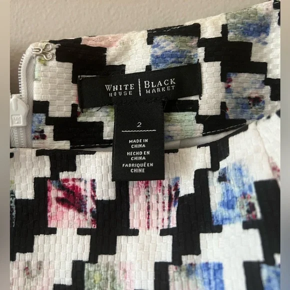 White House Black Market Houndstooth Mixed Print Pencil Skirt 2 - Picture 3 of 5